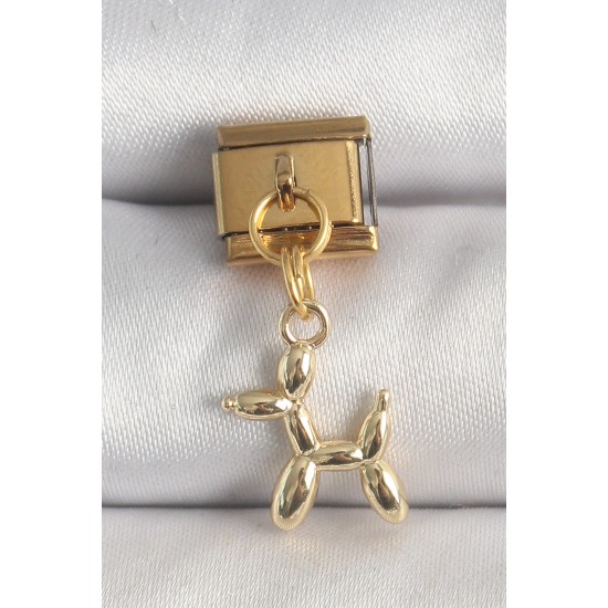 316L Çelik Gold Renk Sallantı Balan Köpek Model Nomination Charm - TJ-BC1366
