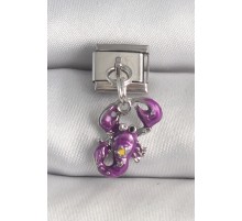 316L Çelik Gümüş Renk Sallantı Mor Yengeç Model Yıldız Detay Nomination Charm - TJ-BC1375