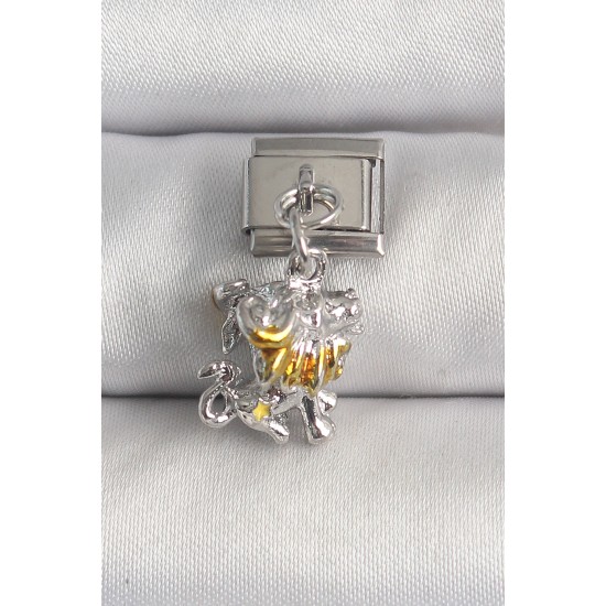 316L Çelik Gümüş Renk Sallantı Aslan Model Nomination Charm - TJ-BC1377