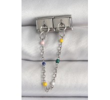316L Çelik Gümüş Renk 2'Li Sallantı Zincir Model Nomination Charm - TJ-BC1384
