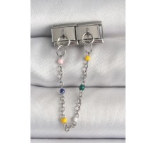 316L Çelik Gümüş Renk 2'Li Sallantı Zincir Model Nomination Charm - TJ-BC1384