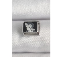 316L Çelik Gümüş Renk Siyah İşlemeli Portre Model Nomination Charm - TJ-BC1385