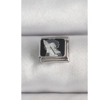 316L Çelik Gümüş Renk Siyah İşlemeli Portre Model Nomination Charm - TJ-BC1385