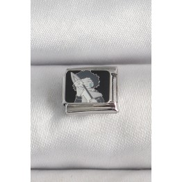 316L Çelik Gümüş Renk Siyah İşlemeli Portre Model Nomination Charm - TJ-BC1385