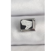 316L Çelik Gümüş Renk Siyah Beyaz Kuş İşlemeli Nomination Charm - TJ-BC1389