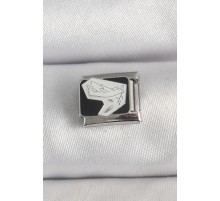 316L Çelik Gümüş Renk Siyah Beyaz Kuş İşlemeli Nomination Charm - TJ-BC1389