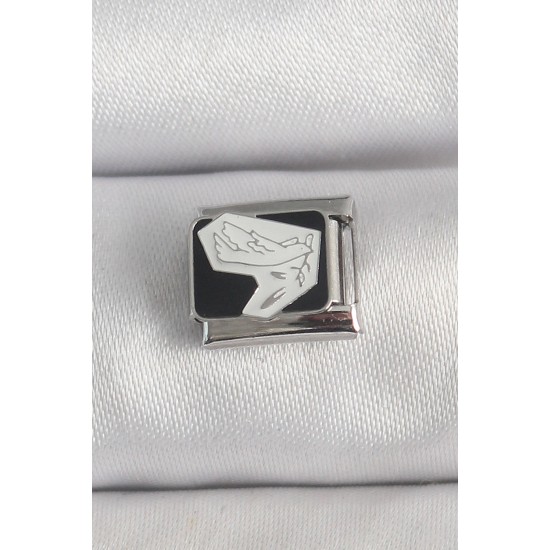 316L Çelik Gümüş Renk Siyah Beyaz Kuş İşlemeli Nomination Charm - TJ-BC1389