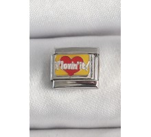 316L Çelik Gümüş Renk Sarı Kırmızı Kalp 'Bayılıyorum' İşlemeli Nomination Charm - TJ-BC1391