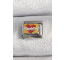 316L Çelik Gümüş Renk Sarı Kırmızı Kalp 'Bayılıyorum' İşlemeli Nomination Charm - TJ-BC1391