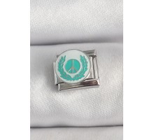 316L Çelik Gümüş Renk Beyaz Mavi Barış İşareti İşlemeli Nomination Charm - TJ-BC1392