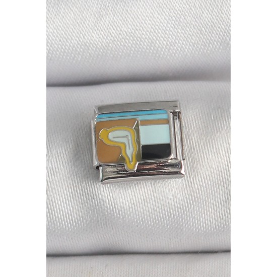 316L Çelik Gümüş Renk Renkli Portre Model Nomination Charm - TJ-BC1394