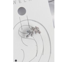 Pirinç Gümüş Renk Zirkon Taşlı Yaprak Model Kıkırdak Kadın Küpe - TJ-BKP10551