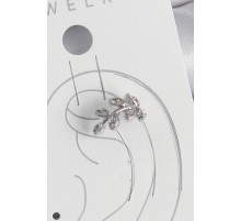 Pirinç Gümüş Renk Zirkon Taşlı Yaprak Model Kıkırdak Kadın Küpe - TJ-BKP10551