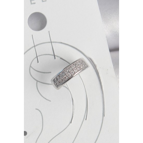 Pirinç Gümüş Renk Zirkon Taşlı Kıkırdak Model Kadın Küpe - TJ-BKP10552