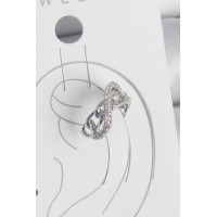 Pirinç Gümüş Renk Zirkon Taşlı Zincir Sonsuzluk Model Kadın Kıkırdak Küpe TJ-BKP10553
