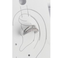 Pirinç Gümüş Renk Zirkon Taşlı 3'Lü Sıralı Kadın Kıkırdak Küpe - TJ-BKP10554