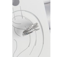 Pirinç Gümüş Renk Zirkon Taşlı 3'Lü Sıralı Model Kadın Kıkırdak Küpe - TJ-BKP10555