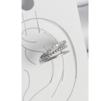 Pirinç Gümüş Renk Zirkon Taşlı 3'Lü Sıralı Model Kadın Kıkırdak Küpe - TJ-BKP10555