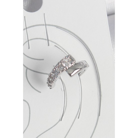 Pirinç Gümüş Renk Zirkon Taşlı Kadın Kıkırdak Küpe - TJ-BKP10556