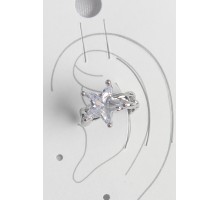 Pirinç Gümüş Renk Zirkon Taşlı Yıldız Model Kadın Kıkırdak Küpe - TJ-BKP10558