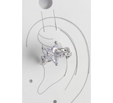 Pirinç Gümüş Renk Zirkon Taşlı Yıldız Model Kadın Kıkırdak Küpe - TJ-BKP10558