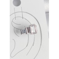 Pirinç Gümüş Renk Kare Zirkon Taşlı Kadın Kıkırdak Model Küpe TJ-BKP10560
