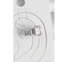 Pirinç Gümüş Renk Kare Zirkon Taşlı Kadın Kıkırdak Model Küpe - TJ-BKP10560