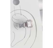 Pirinç Gümüş Renk Kare Zirkon Taşlı Kadın Kıkırdak Model Küpe - TJ-BKP10560