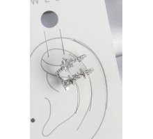 Pirinç Gümüş Renk Zirkon Taşlı Yıldız Model Kadın Kıkırdak Küpe - TJ-BKP10561