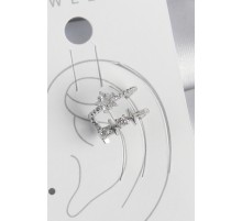 Pirinç Gümüş Renk Zirkon Taşlı Yıldız Model Kadın Kıkırdak Küpe - TJ-BKP10561