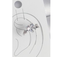 Pirinç Gümüş Renk Zirkon Taşlı Yıldız Model Kadın Kıkırdak Küpe - TJ-BKP10562