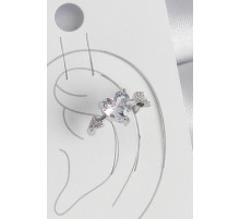 Pirinç Gümüş Renk Zirkon Taşlı Yıldız Model Kadın Kıkırdak Küpe - TJ-BKP10562