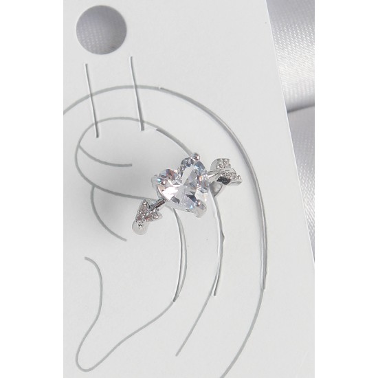 Pirinç Gümüş Renk Zirkon Taşlı Yıldız Model Kadın Kıkırdak Küpe - TJ-BKP10562