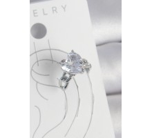 Pirinç Gümüş Renk Zirkon Taşlı Kalp Model Kadın Kıkırdak Küpe - TJ-BKP10563