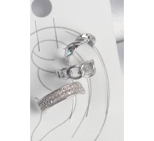 Pirinç Gümüş Renk Zirkon Taşlı 3'Lü Zincir Sarmal Model Kadın Kıkırdak Küpe - TJ-BKP10565