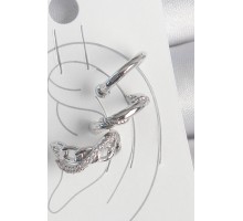 Pirinç Gümüş Renk Zirkon Taşlı 3'Lü Model Sonsuzluk Zincir Model Kıkırdak Küpe - TJ-BKP10566