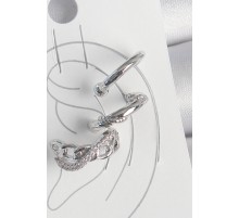 Pirinç Gümüş Renk Zirkon Taşlı 3'Lü Model Sonsuzluk Zincir Model Kıkırdak Küpe - TJ-BKP10566