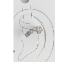 Pirinç Gümüş Renk Bal Peteği Model Zirkon Taşlı Kadın Kıkırdak Küpe - TJ-BKP10568