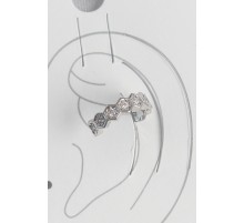 Pirinç Gümüş Renk Bal Peteği Model Zirkon Taşlı Kadın Kıkırdak Küpe - TJ-BKP10568