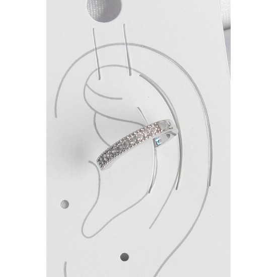 Pirinç Gümüş Renk Zirkon Taşlı Kadın Kıkırdak Model Küpe - TJ-BKP10569