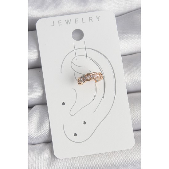 Pirinç Gold Renk Zirkon Taşlı Kadın Kıkırdak Küpe - TJ-BKP10571