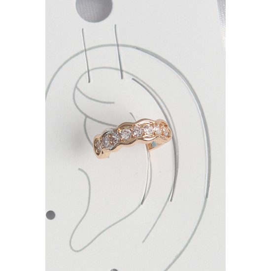 Pirinç Gold Renk Zirkon Taşlı Kadın Kıkırdak Küpe - TJ-BKP10571