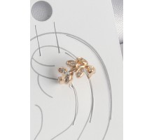 Pirinç Gold Renk Zirkon Taşlı Yaprak Model Kadın Kıkırdak Küpe - TJ-BKP10572