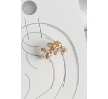 Pirinç Gold Renk Zirkon Taşlı Yaprak Model Kadın Kıkırdak Küpe - TJ-BKP10572