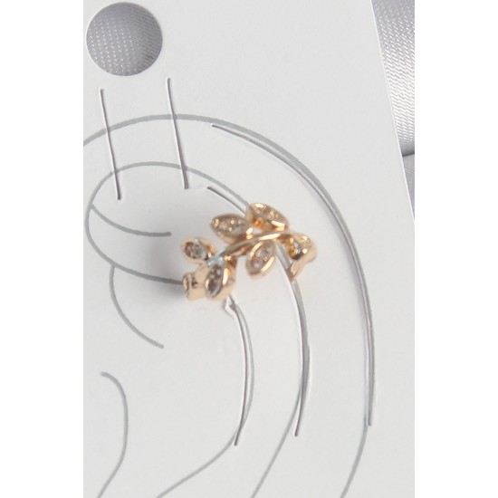 Pirinç Gold Renk Zirkon Taşlı Yaprak Model Kadın Kıkırdak Küpe - TJ-BKP10572