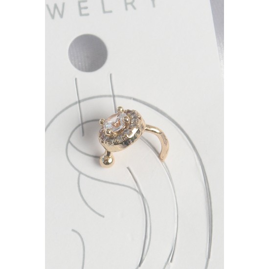 Pirinç Gold Renk Zirkon Taşlı Kadın Kıkırdak Küpe - TJ-BKP10573