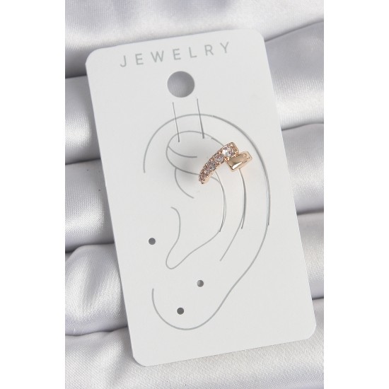 Pirinç Gold Renk Zirkon Taşlı Kadın Kıkırdak Küpe - TJ-BKP10574