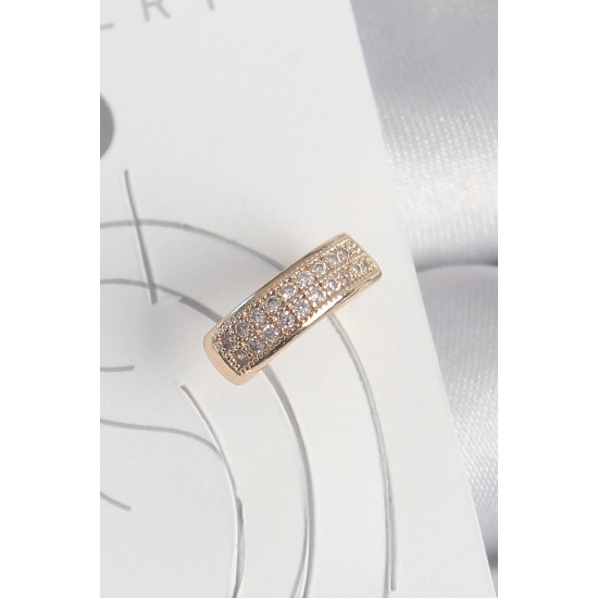 Pirinç Gold Renk Zirkon Taşlı Kadın Kıkırdak Küpe - TJ-BKP10577