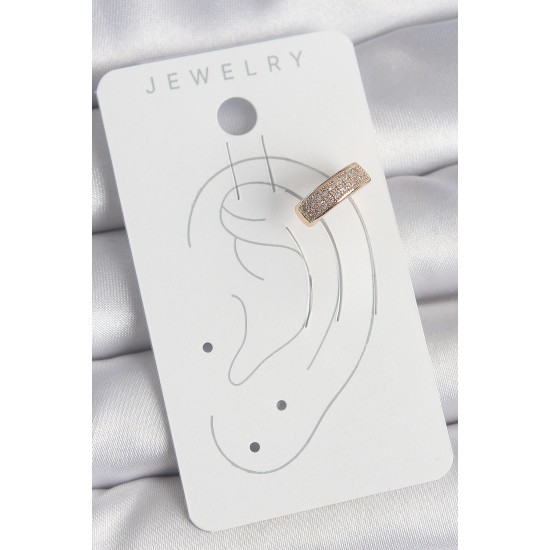 Pirinç Gold Renk Zirkon Taşlı Kadın Kıkırdak Küpe - TJ-BKP10577