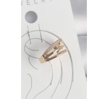 Pirinç Gold Renk Zirkon Taşlı 3'Lü Sıralı Model Kadın Kıkırdak Küpe - TJ-BKP10579